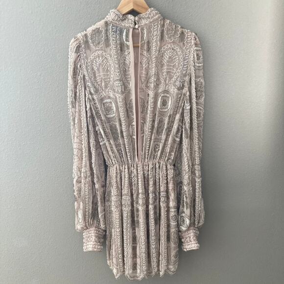 ASOS Edition NEW Pretty Embellished Beaded Mini Skater Dress - Blush - 6 - Picture 8 of 12